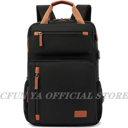 CFUN YA Large Computer Backpacks Expandable Men Notebook Bags USB Male Laptop Bag Bagpack Waterproof Business Travel BackPack