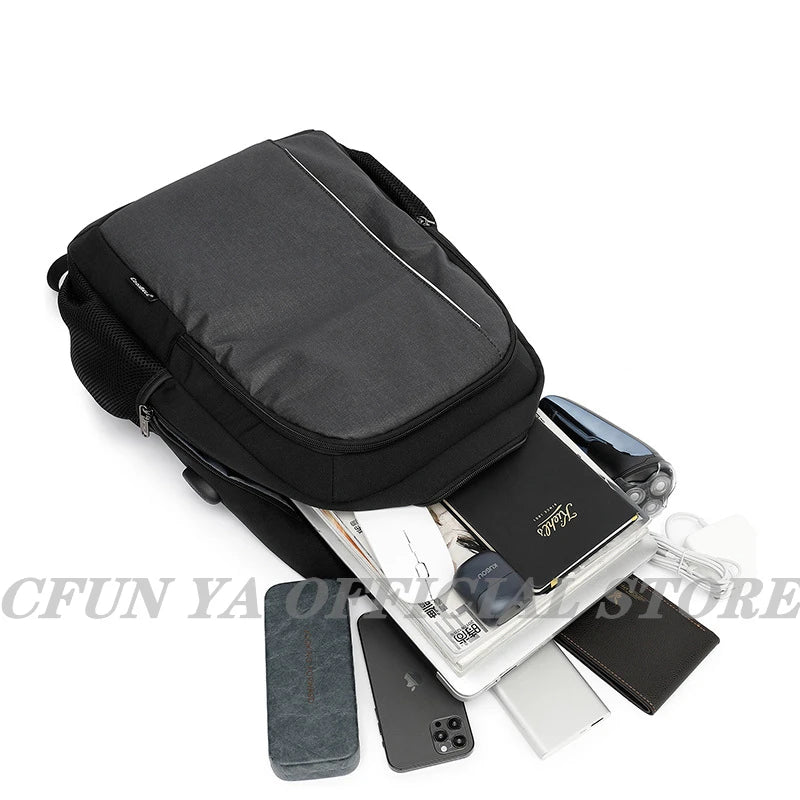 CFUN YA Large Men Backpack Laptop 15.6 Backpacks Gray High School Bags Teen College Student Back Pack Multifunctional Bagpack