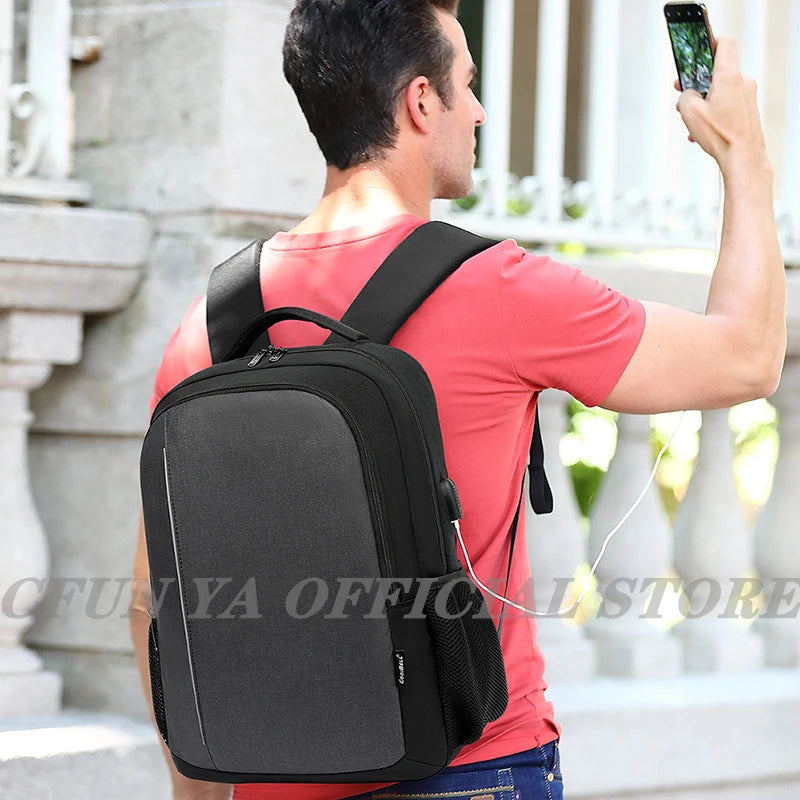 CFUN YA Large Men Backpack Laptop 15.6 Backpacks Gray High School Bags Teen College Student Back Pack Multifunctional Bagpack