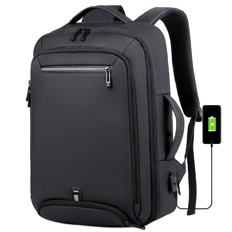 CFUN YA Luxury Black 15.6" Laptop Backpack Travel Handbag Backbag Scalable Notebook Backpacks Business Men's Bag Pack Rucksack