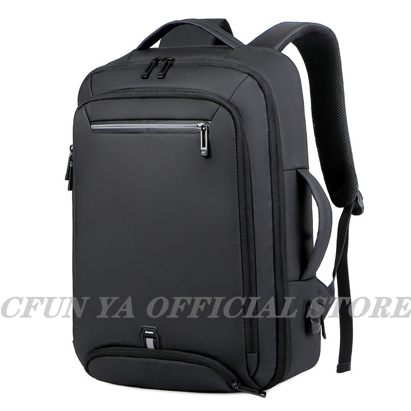 CFUN YA Luxury Black 15.6" Laptop Backpack Travel Handbag Backbag Scalable Notebook Backpacks Business Men's Bag Pack Rucksack