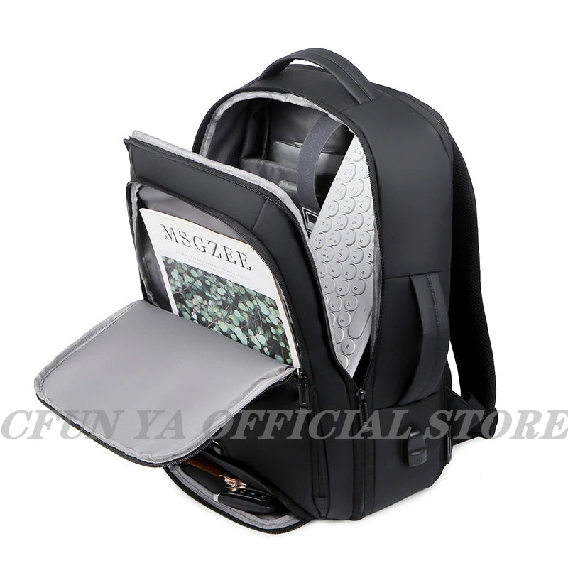 CFUN YA Luxury Black 15.6" Laptop Backpack Travel Handbag Backbag Scalable Notebook Backpacks Business Men's Bag Pack Rucksack