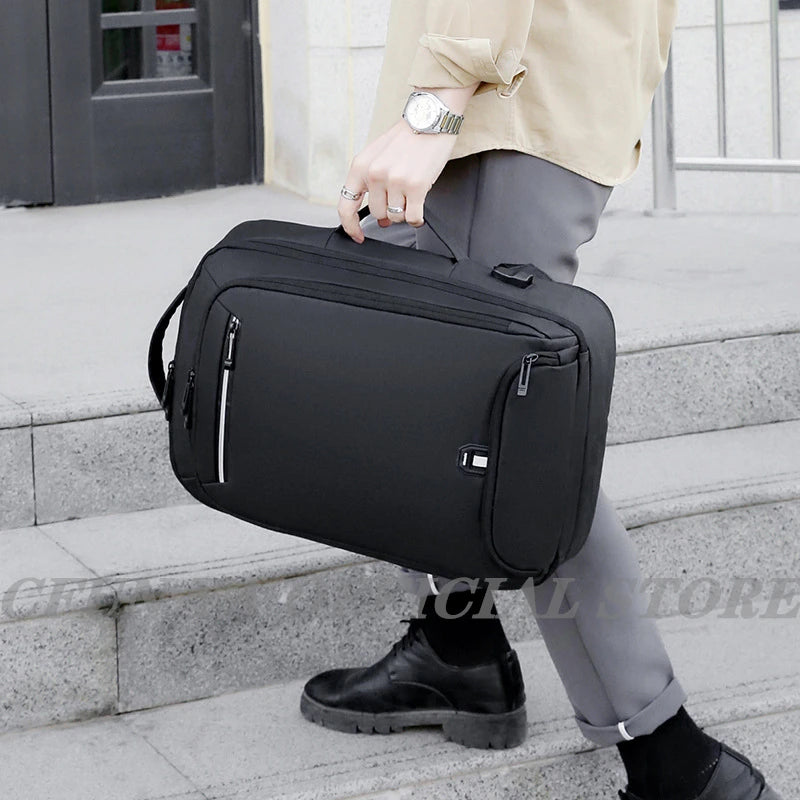 CFUN YA Luxury Black 15.6" Laptop Backpack Travel Handbag Backbag Scalable Notebook Backpacks Business Men's Bag Pack Rucksack