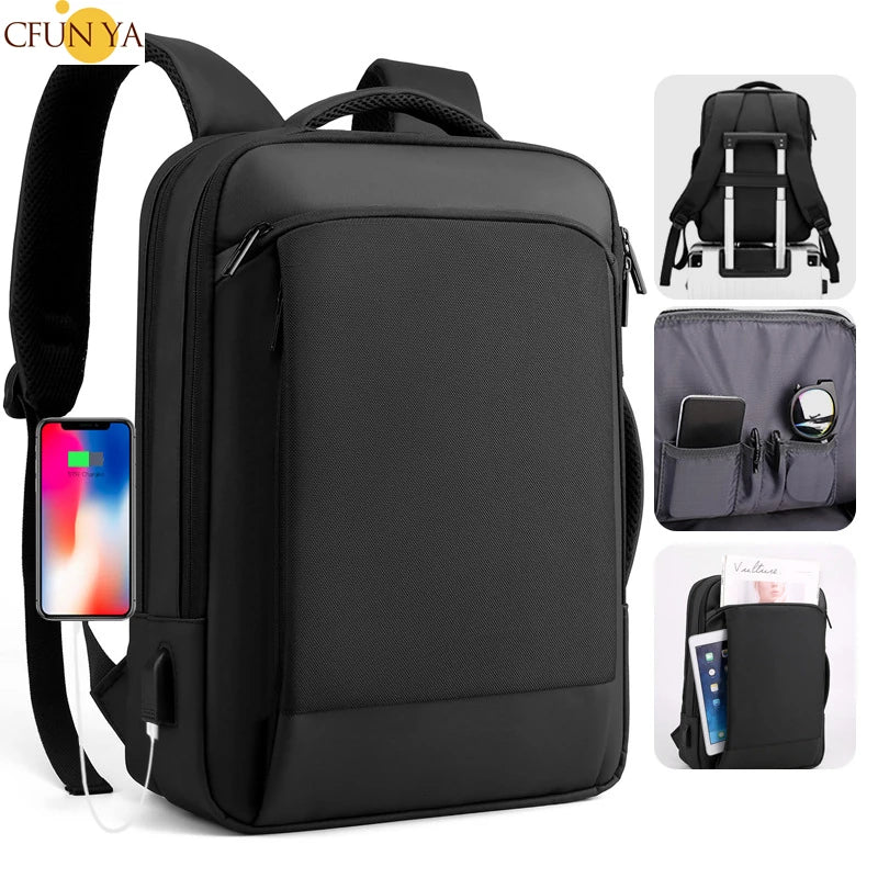 CFUN YA Luxury Black Men Travel Backpack Nylon 15.6 Inch Laptop Backpacks Multi-function Teenager Boys Handbag Schoolbag Bagpack