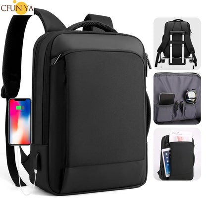CFUN YA Luxury Black Men Travel Backpack Nylon 15.6 Inch Laptop Backpacks Multi-function Teenager Boys Handbag Schoolbag Bagpack