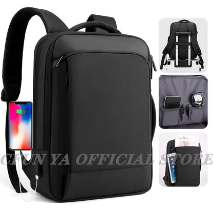 CFUN YA Luxury Black Men Travel Backpack Nylon 15.6 Inch Laptop Backpacks Multi-function Teenager Boys Handbag Schoolbag Bagpack