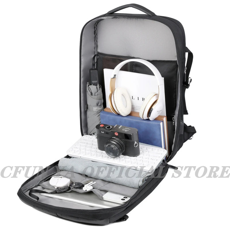 CFUN YA Luxury Black Scalable Travel Backpack For Men USB Business Laptop Backpacks Male Anti-Theft Bag Pack Teen Schoolbag New