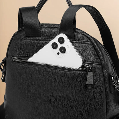 CFUN YA Luxury Black Travel Backpack For Women Soft Leather Causal Bag Pack Student Schoolbag Mochilas Female Shoulder Handbag