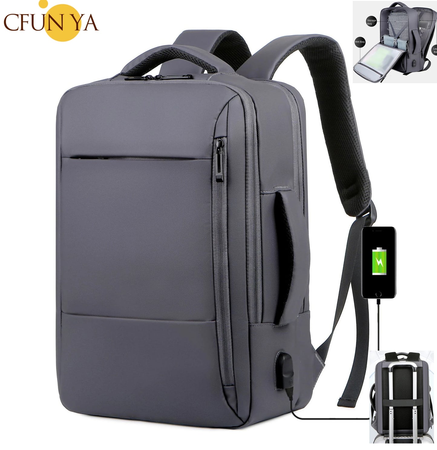 CFUN YA Luxury Business Men's Backpack 15.6 Inch Laptop Backpacks Oxford Waterproof Male Travel Bagpack Rucksack Causal Back Bag