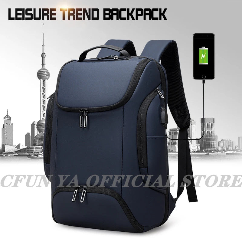 CFUN YA Luxury Fall Men Business Backpack 15.6 Inch Laptop Backpacks College Travel Bagpack Anti-Theft Black USB Notebook Bag