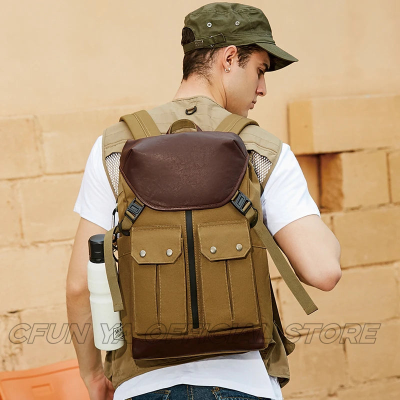 CFUN YA Luxury Fashion Men's Backpack Large Capacity 15.6" Laptop Bag Backbag Outdoor Climbing Rucksack Unisex Backpack Mochilas