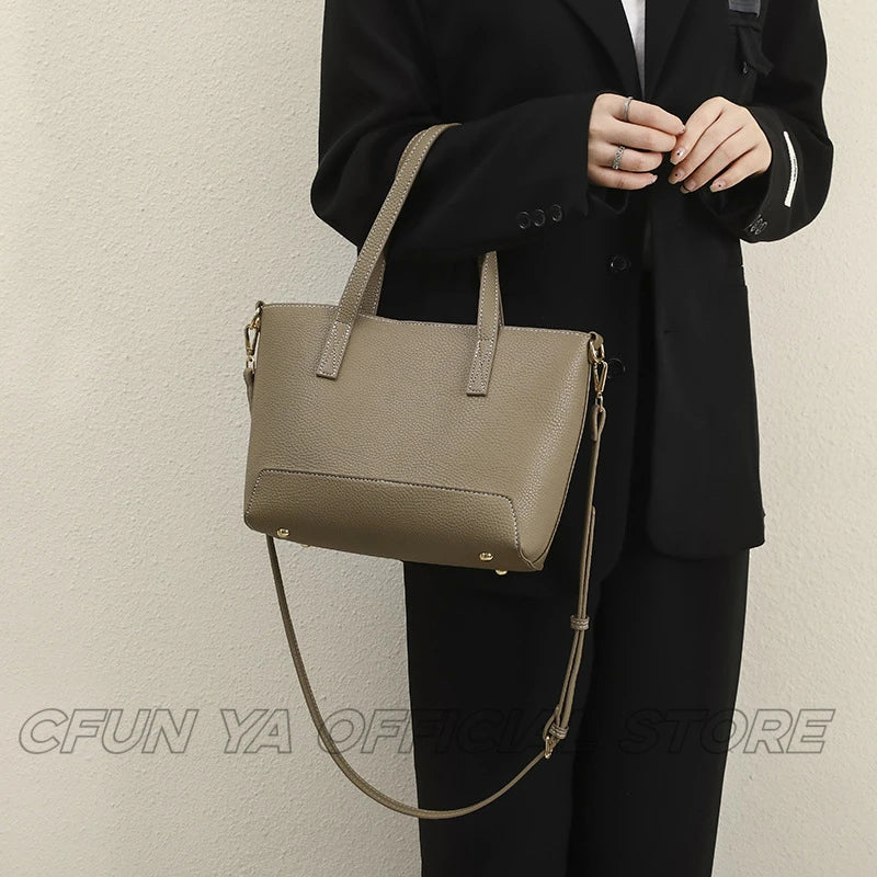 CFUN YA Luxury Fashion Tote Bag For Women PU Leather Large Capacity Travel Female Handbag Messenger Handle Shoulder Cross Bags