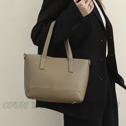 CFUN YA Luxury Fashion Tote Bag For Women PU Leather Large Capacity Travel Female Handbag Messenger Handle Shoulder Cross Bags