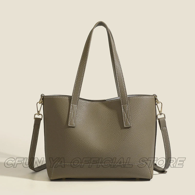CFUN YA Luxury Fashion Tote Bag For Women PU Leather Large Capacity Travel Female Handbag Messenger Handle Shoulder Cross Bags