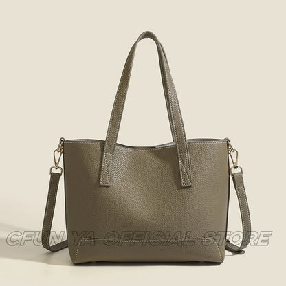 CFUN YA Luxury Fashion Tote Bag For Women PU Leather Large Capacity Travel Female Handbag Messenger Handle Shoulder Cross Bags