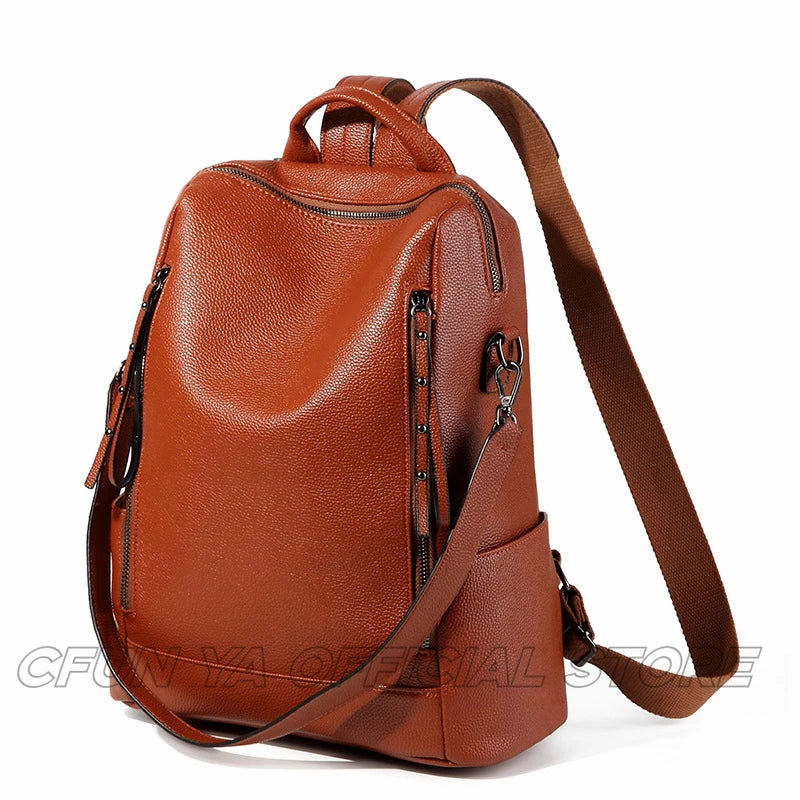 CFUN YA Luxury Fashion Women Backpack PU Anti-Theft Bagpack College Schoolbag Female Shoulder Bag Mochilas Bolsas Para Mujeres