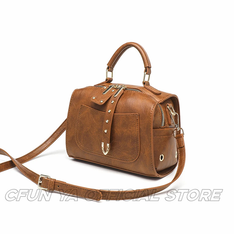 CFUN YA Luxury Fashion Women Handbag Pu Large Capacity Boston Shoulder Bag College Female Crossbody Handbag Tote Pack Purse