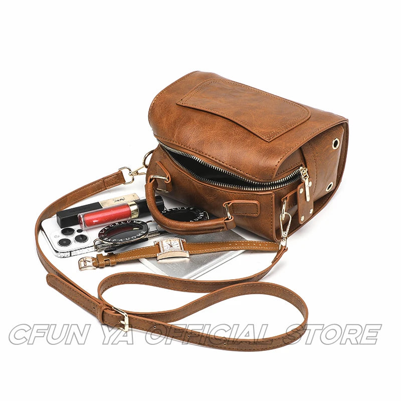 CFUN YA Luxury Fashion Women Handbag Pu Large Capacity Boston Shoulder Bag College Female Crossbody Handbag Tote Pack Purse