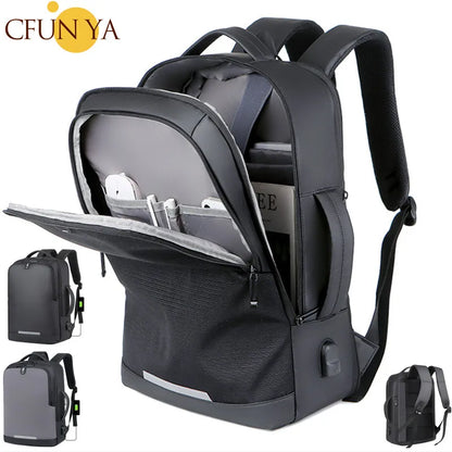 CFUN YA Luxury Grey Black Scalable Business Backpack 15.6 Inch Computer Back Pack Men Unisex Travel Handbag USB School Bags Sac