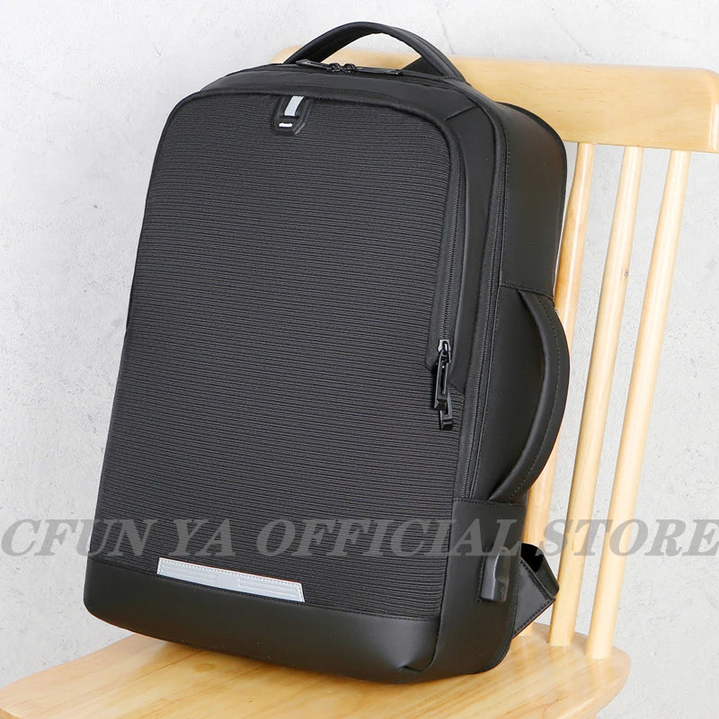CFUN YA Luxury Grey Black Scalable Business Backpack 15.6 Inch Computer Back Pack Men Unisex Travel Handbag USB School Bags Sac