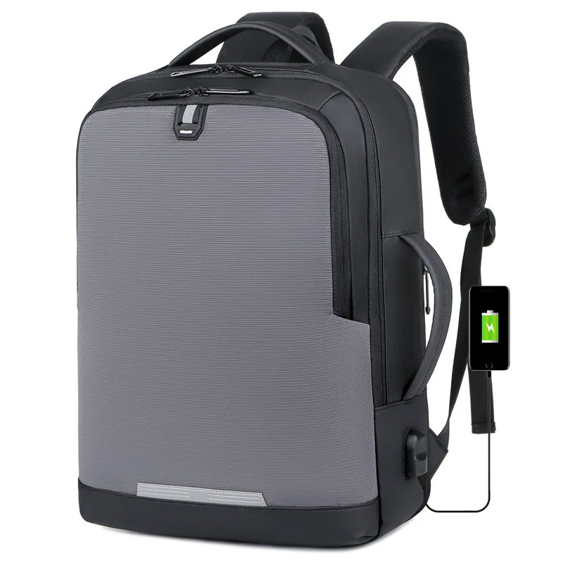 CFUN YA Luxury Grey Black Scalable Business Backpack 15.6 Inch Computer Back Pack Men Unisex Travel Handbag USB School Bags Sac
