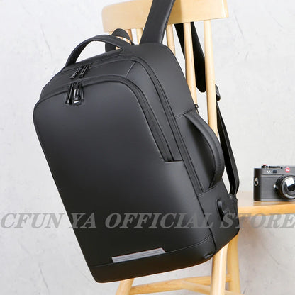 CFUN YA Luxury Grey Black Scalable Business Backpack 15.6 Inch Computer Back Pack Men Unisex Travel Handbag USB School Bags Sac