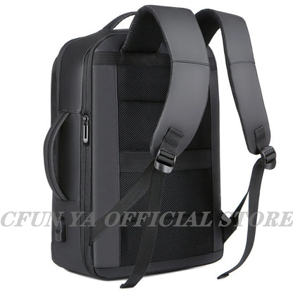 CFUN YA Luxury Grey Black Scalable Business Backpack 15.6 Inch Computer Back Pack Men Unisex Travel Handbag USB School Bags Sac