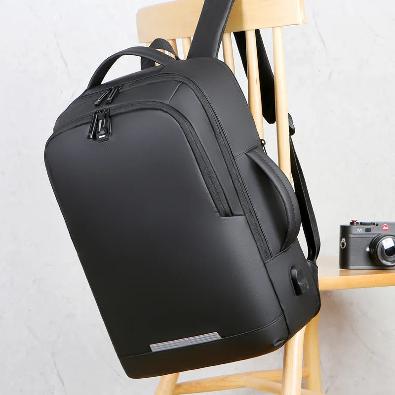 CFUN YA Luxury Grey Black Scalable Business Backpack 15.6 Inch Computer Back Pack Men Unisex Travel Handbag USB School Bags Sac