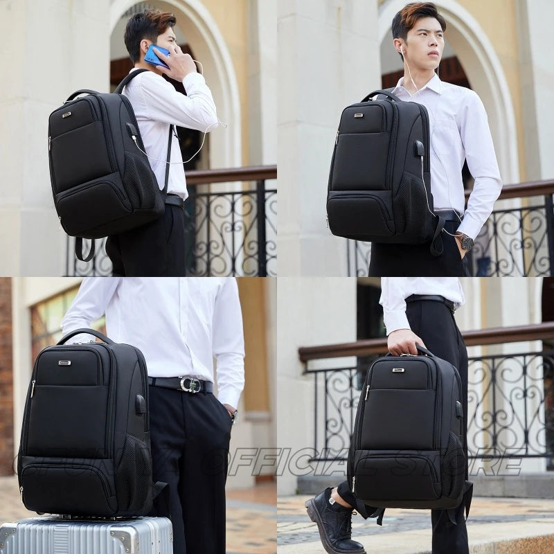 CFUN YA Luxury Men's Backpack Large Capacity 15.6 Inch Laptop Bag Pack USB Waterproof College Schoolbag Travel Rucksack Mochila
