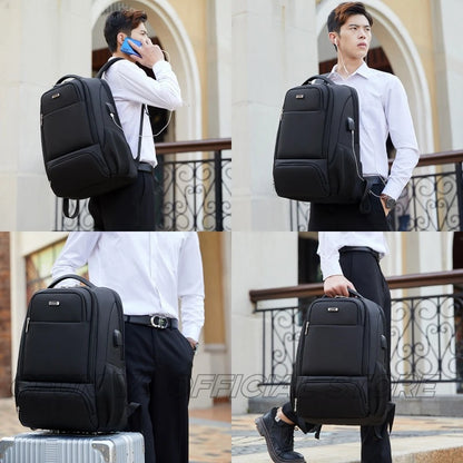 CFUN YA Luxury Men's Backpack Large Capacity 15.6 Inch Laptop Bag Pack USB Waterproof College Schoolbag Travel Rucksack Mochila