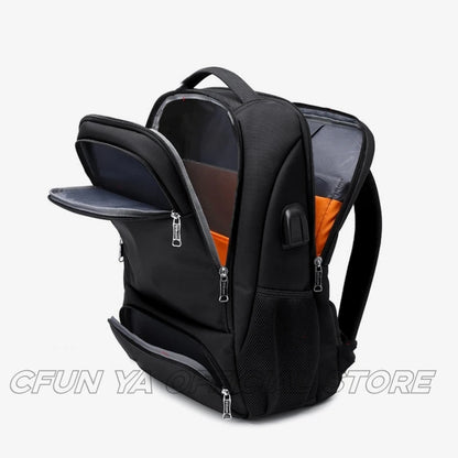 CFUN YA Luxury Men's Backpack Large Capacity 15.6 Inch Laptop Bag Pack USB Waterproof College Schoolbag Travel Rucksack Mochila