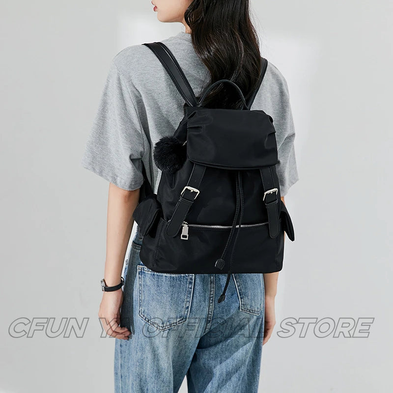 CFUN YA Luxury Trend Black Backpack Women Korean Female Shoulder Bag Multifunction Lady Rucksack Travel Bagpack Schoolbag Girls
