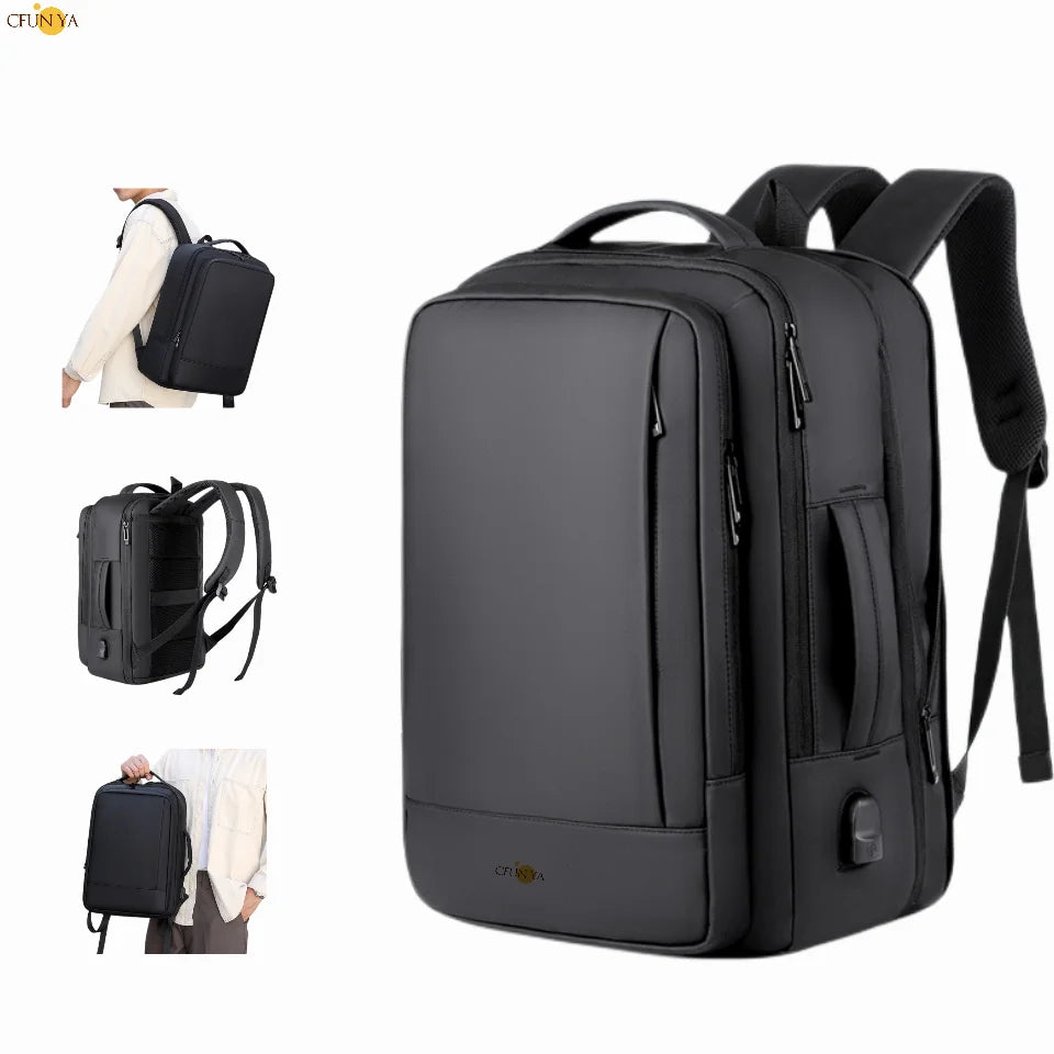 CFUN YA Luxury USB Backpack Men's Business Shoulder Bag Waterproof Expansion 15.6 Computer Bag Purpose College Student Schoolbag