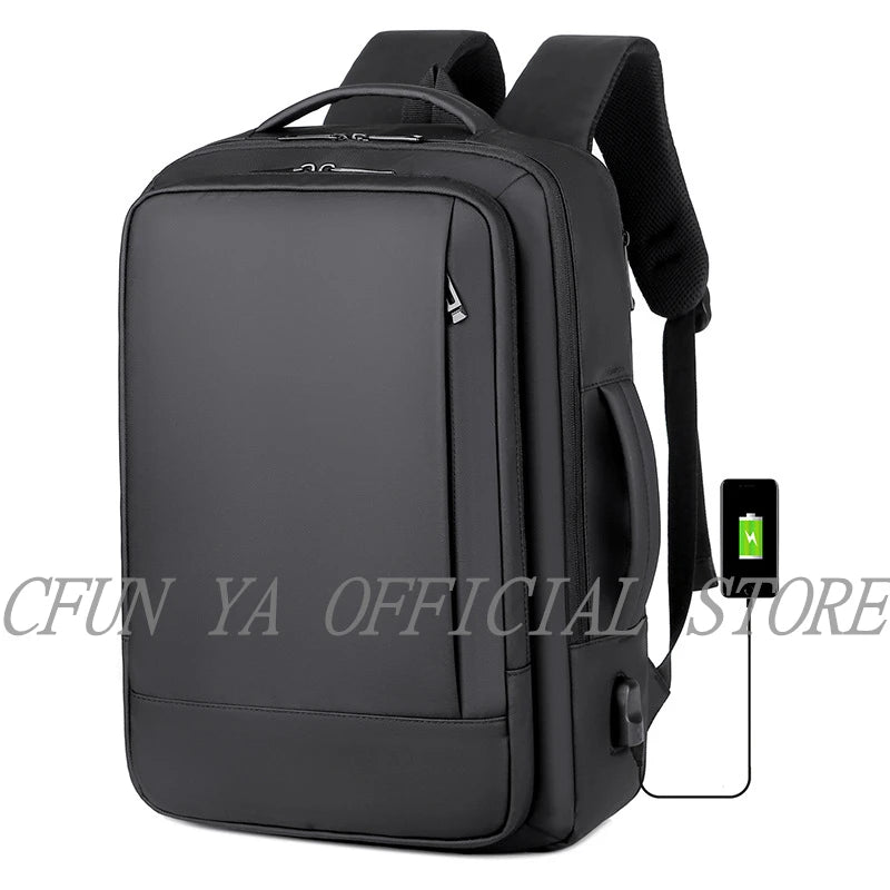 CFUN YA Luxury USB Backpack Men's Business Shoulder Bag Waterproof Expansion 15.6 Computer Bag Purpose College Student Schoolbag