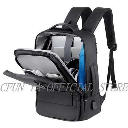 CFUN YA Luxury USB Backpack Men's Business Shoulder Bag Waterproof Expansion 15.6 Computer Bag Purpose College Student Schoolbag