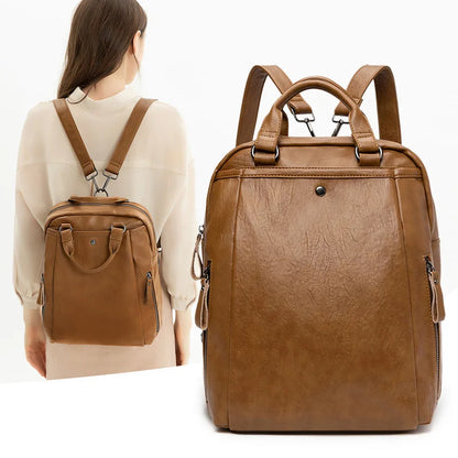 CFUN YA Luxury Women Backpack Waterproof Soft Real Leather Students Backpacks Anti-Theft Travel Rucksack Female Shoulder Bag