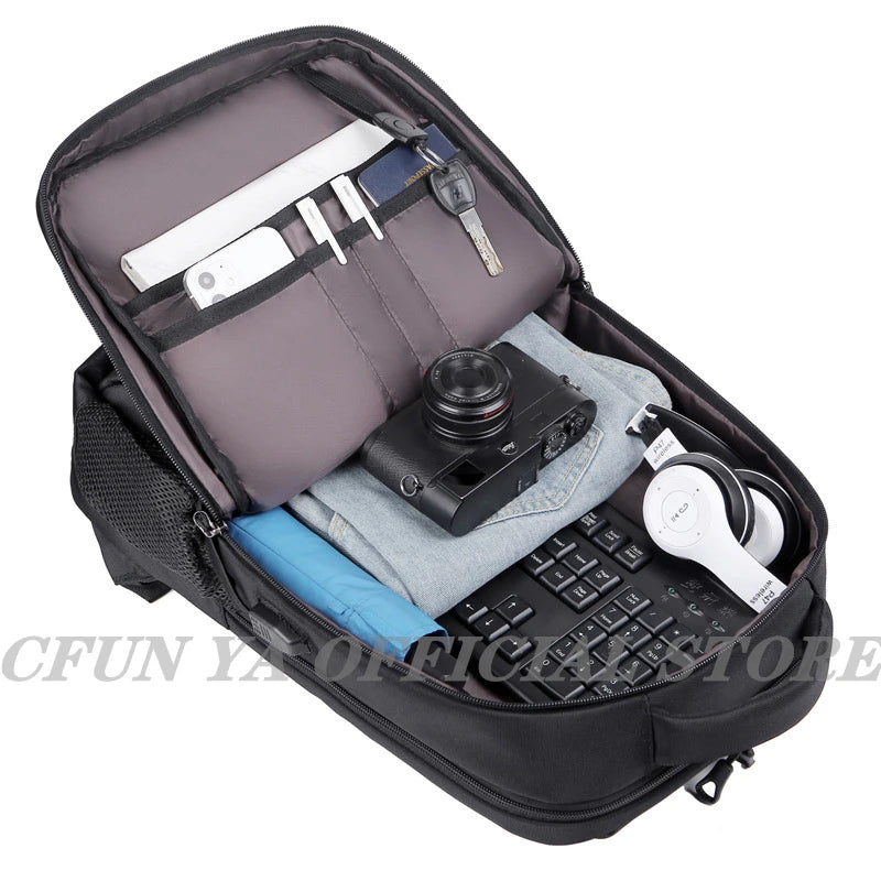 CFUN YA Men USB Charging Laptop Backpack 15.6 inch Multifunctional High School College Student Backpack Male Travel Business Bag