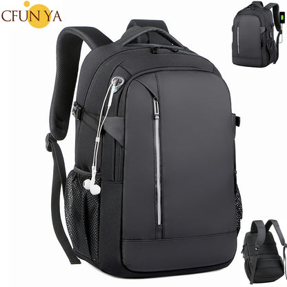 CFUN YA Men's Waterproof Black Backpack Casual Business Student Computer Backpacks 15.6 Laptop Bag Anti theft Travel Bagpack