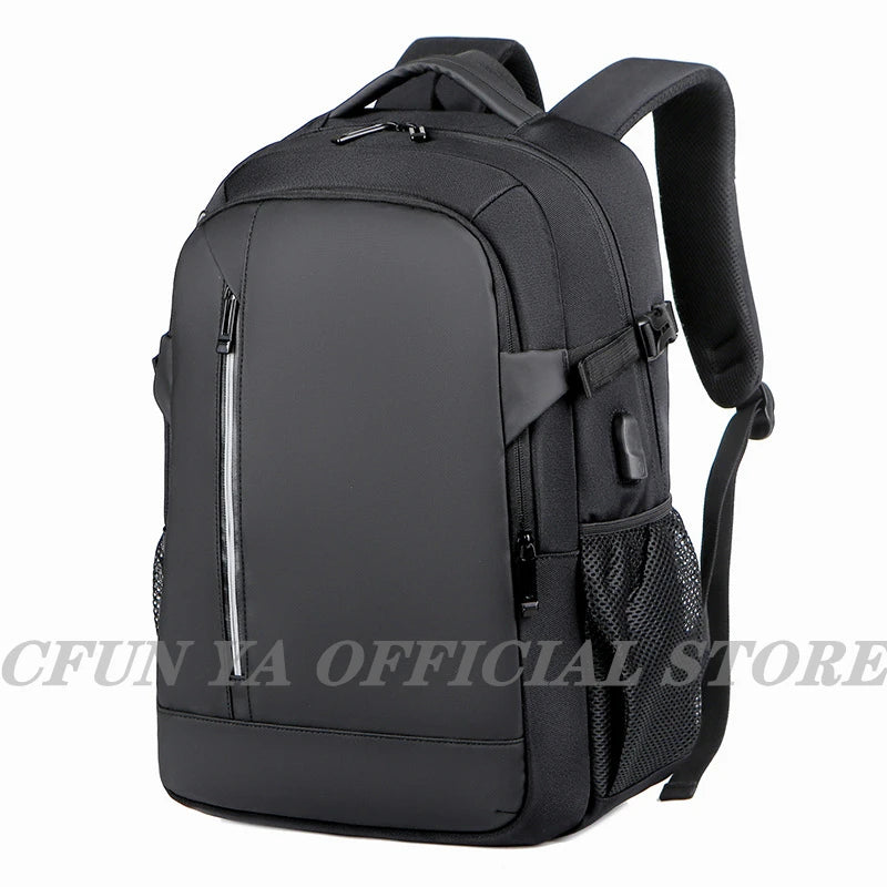 CFUN YA Men's Waterproof Black Backpack Casual Business Student Computer Backpacks 15.6 Laptop Bag Anti theft Travel Bagpack