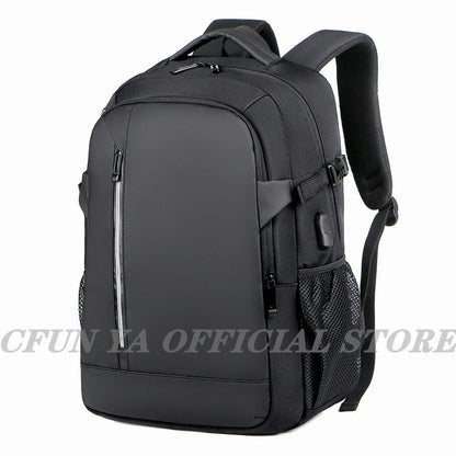 CFUN YA Men's Waterproof Black Backpack Casual Business Student Computer Backpacks 15.6 Laptop Bag Anti theft Travel Bagpack