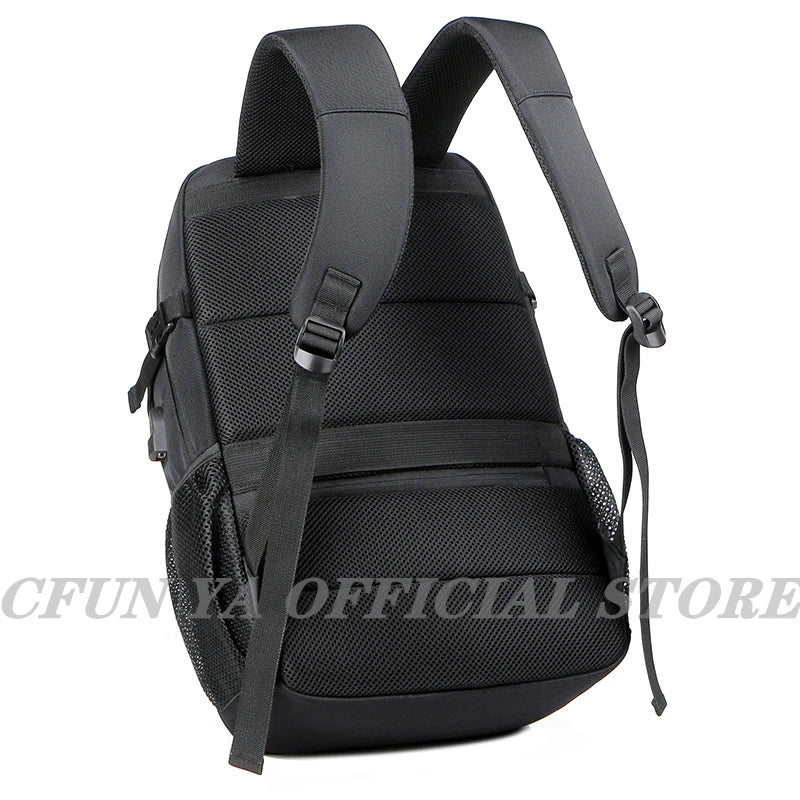 CFUN YA Men's Waterproof Black Backpack Casual Business Student Computer Backpacks 15.6 Laptop Bag Anti theft Travel Bagpack