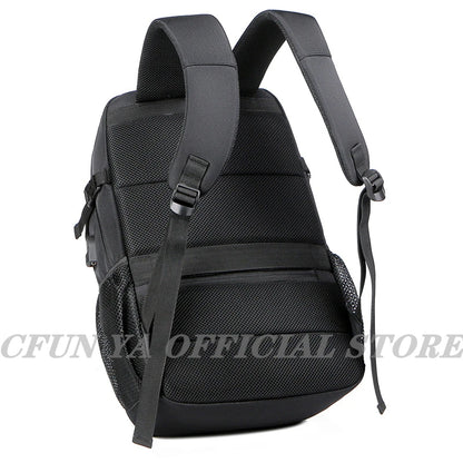 CFUN YA Men's Waterproof Black Backpack Casual Business Student Computer Backpacks 15.6 Laptop Bag Anti theft Travel Bagpack