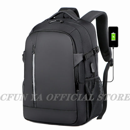 CFUN YA Men's Waterproof Black Backpack Casual Business Student Computer Backpacks 15.6 Laptop Bag Anti theft Travel Bagpack