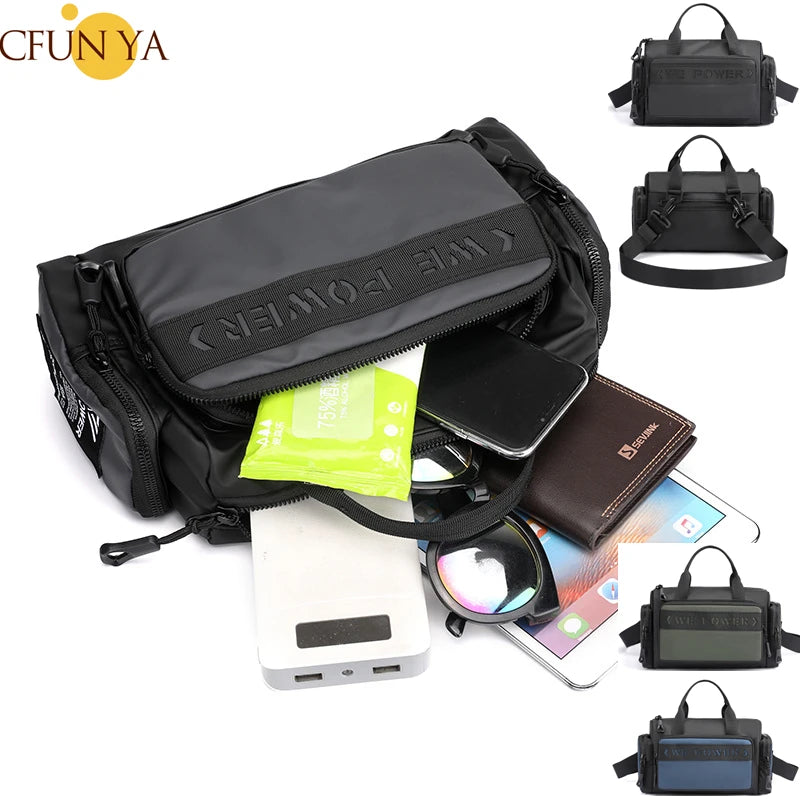 CFUN YA New 2023 Nylon Men Causal Handbag Outdoor Sport Waist Pack Male Shoulder Crossbody Bag Business Messenger Handle Bags