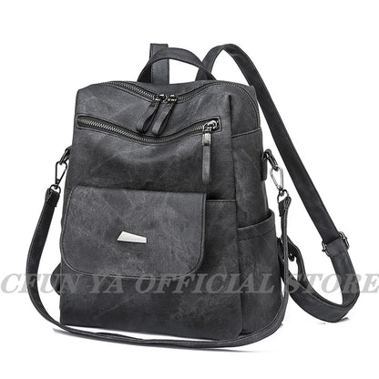 CFUN YA New 2023 Summer Boho Women Backpack Large Soft Leather Travel Knapsack Student Schoolbag Female Shoulder Bags Bookbag