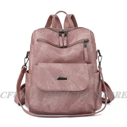 CFUN YA New 2023 Summer Boho Women Backpack Large Soft Leather Travel Knapsack Student Schoolbag Female Shoulder Bags Bookbag