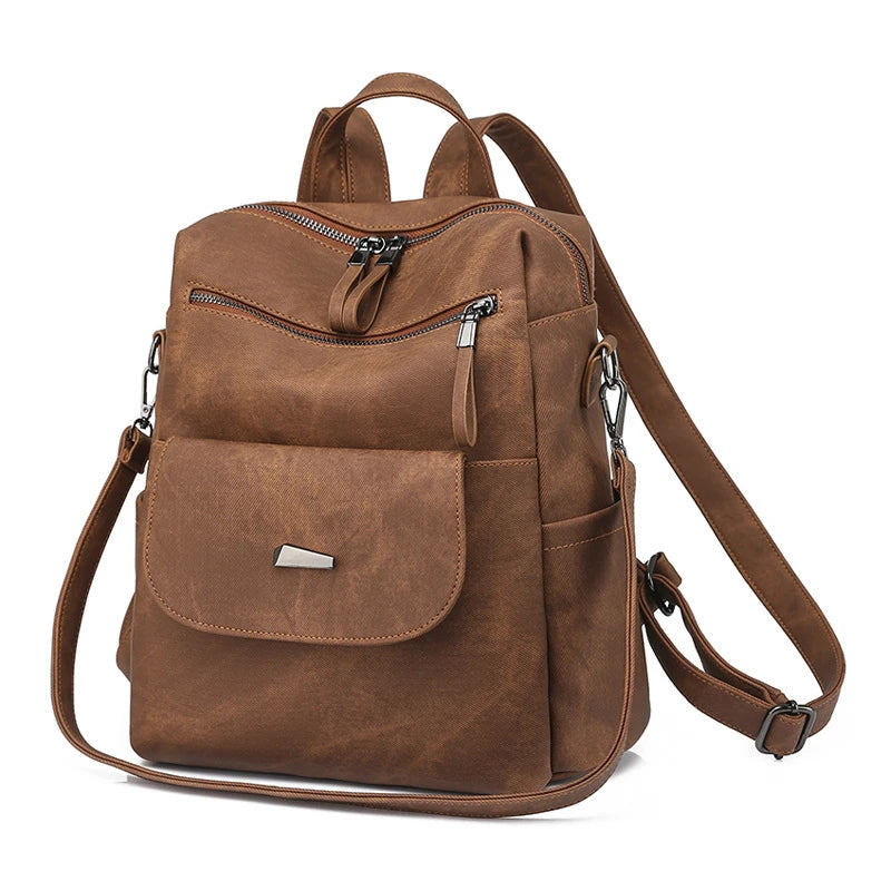 CFUN YA New 2023 Summer Boho Women Backpack Large Soft Leather Travel Knapsack Student Schoolbag Female Shoulder Bags Bookbag