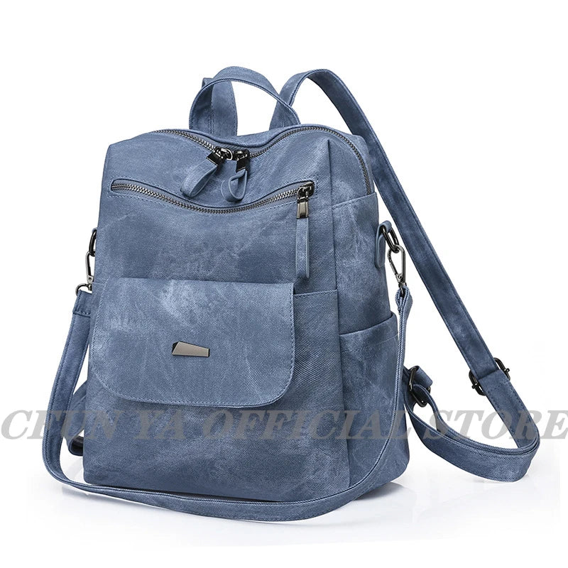 CFUN YA New 2023 Summer Boho Women Backpack Large Soft Leather Travel Knapsack Student Schoolbag Female Shoulder Bags Bookbag
