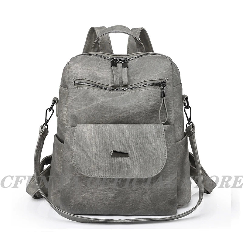 CFUN YA New 2023 Summer Boho Women Backpack Large Soft Leather Travel Knapsack Student Schoolbag Female Shoulder Bags Bookbag