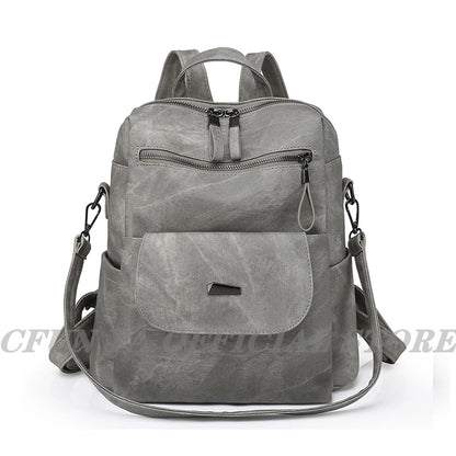 CFUN YA New 2023 Summer Boho Women Backpack Large Soft Leather Travel Knapsack Student Schoolbag Female Shoulder Bags Bookbag